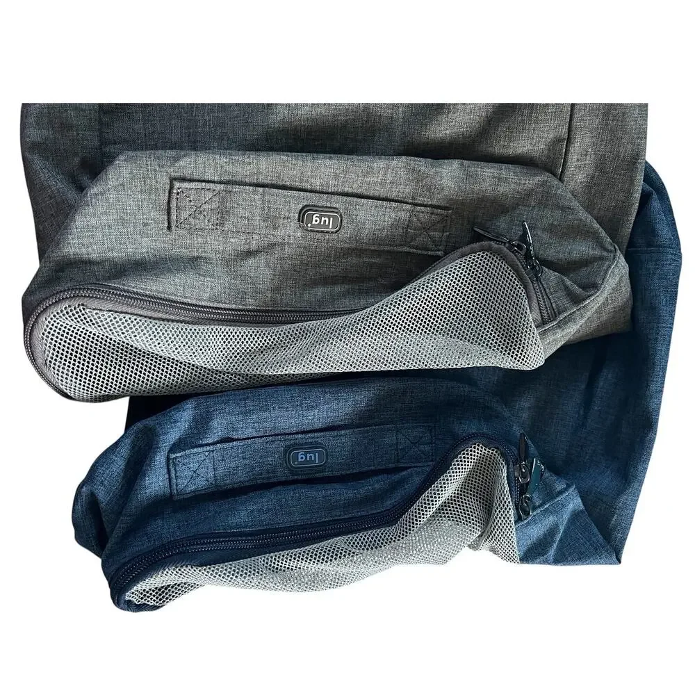 Lug 2-Piece Travel Shoe Bags Set (Blue & Gray, Zippered with Mesh Panels)